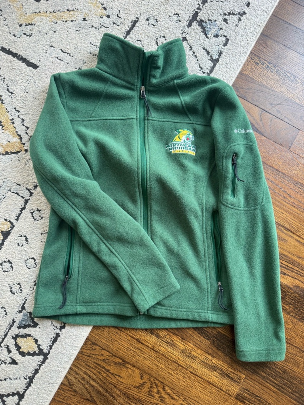 Columbia Green Full-Zip Fleece Jacket with Northern Michigan University logo